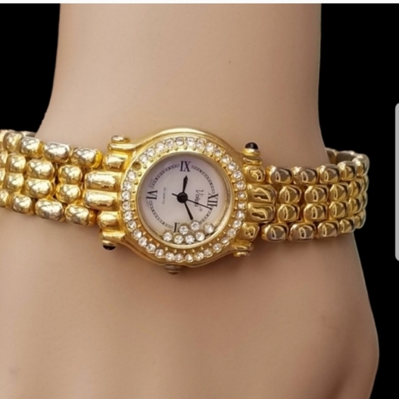 VIVANI VINTAGE GOLDTONED & FLOATING CRYSTALS LADIES WATCH - Picture 3 of 5